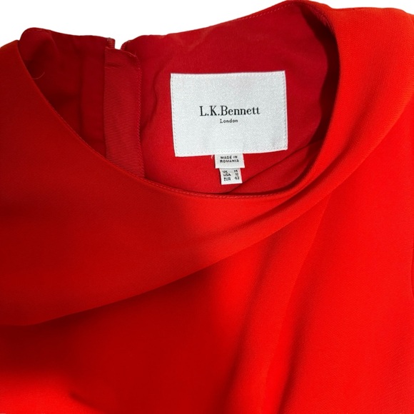 L. K. Bennett Red Cayla Midi Dress Size 10 - Picture 9 of 16